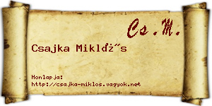 Csajka Miklós névjegykártya